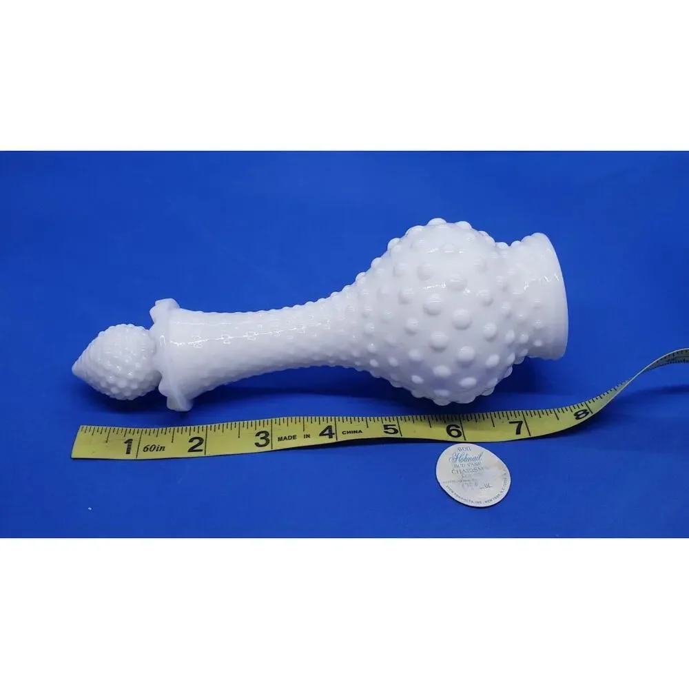 Vintage Perfume Bottle Milk Glass Hobnail Bud Vase Roses Collectible Empty Avon
